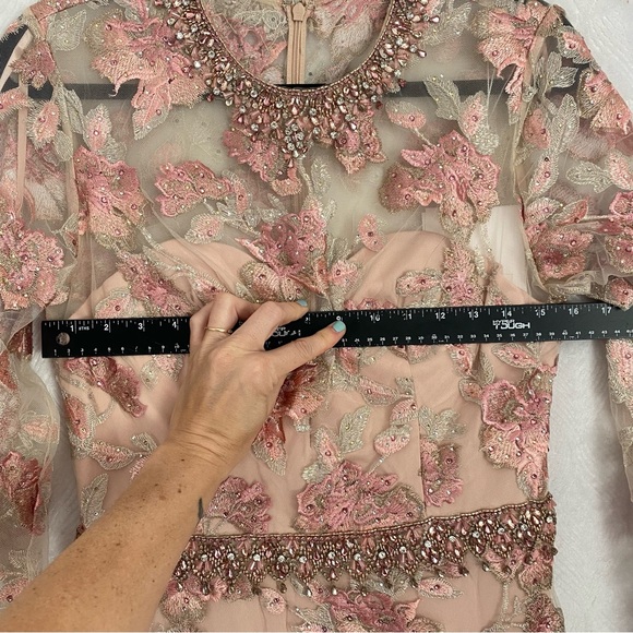 Mac Duggal NWT Floral Embroidered Illusion Long Sleeve Trumpet Gown 79281 Sz 8 - Picture 11 of 16